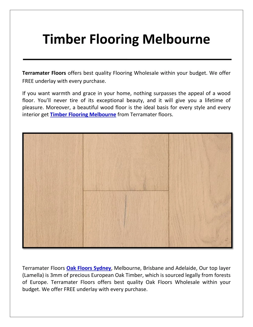 timber flooring melbourne