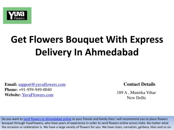 Get Flowers Bouquet With Express Delivery In Ahmedabad