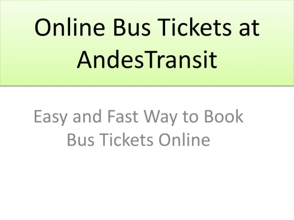Online Bus Tickets at AndesTransit