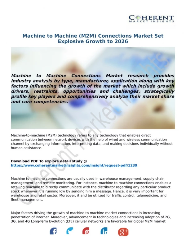 Machine to Machine (M2M) Connections Market Set Explosive Growth to 2026
