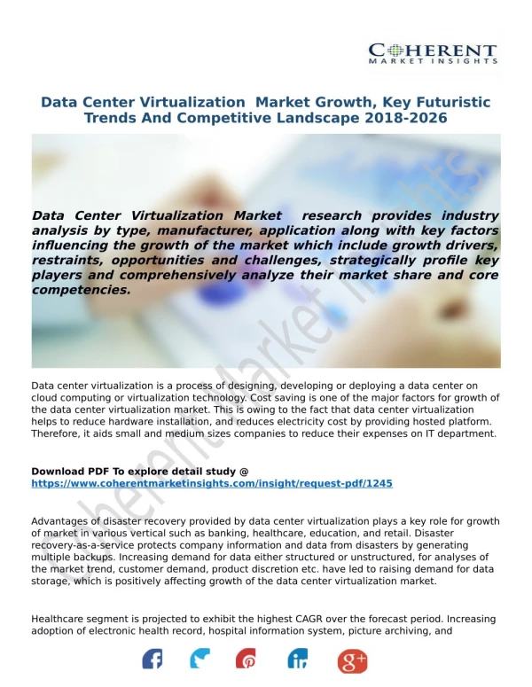 Data Center Virtualization Market Growth, Key Futuristic Trends And Competitive Landscape 2018-2026