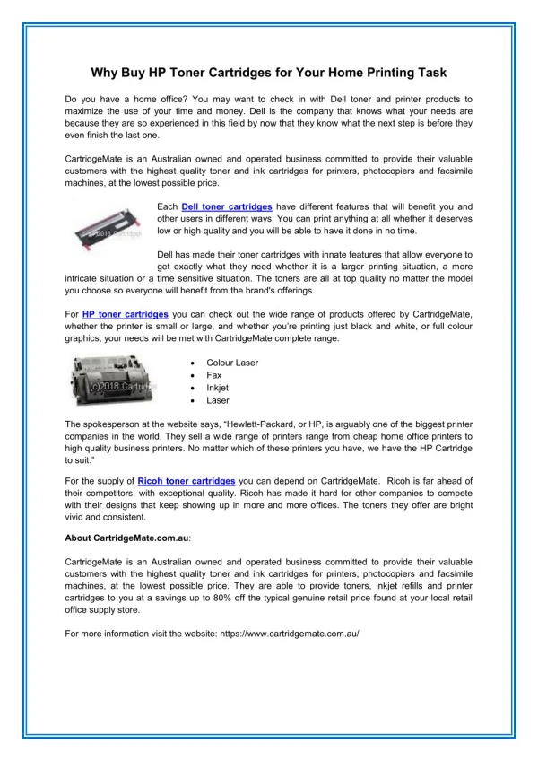 Why Buy HP Toner Cartridges for Your Home Printing Task