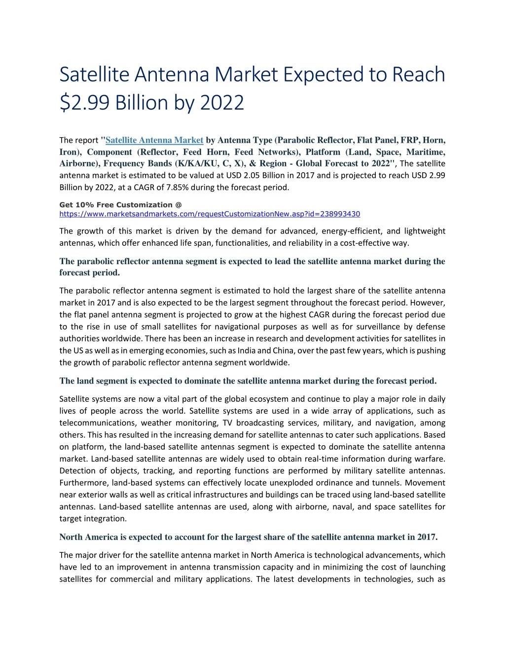 satellite antenna market expected to reach