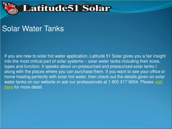 Quality and Unique Solar Water Tanks