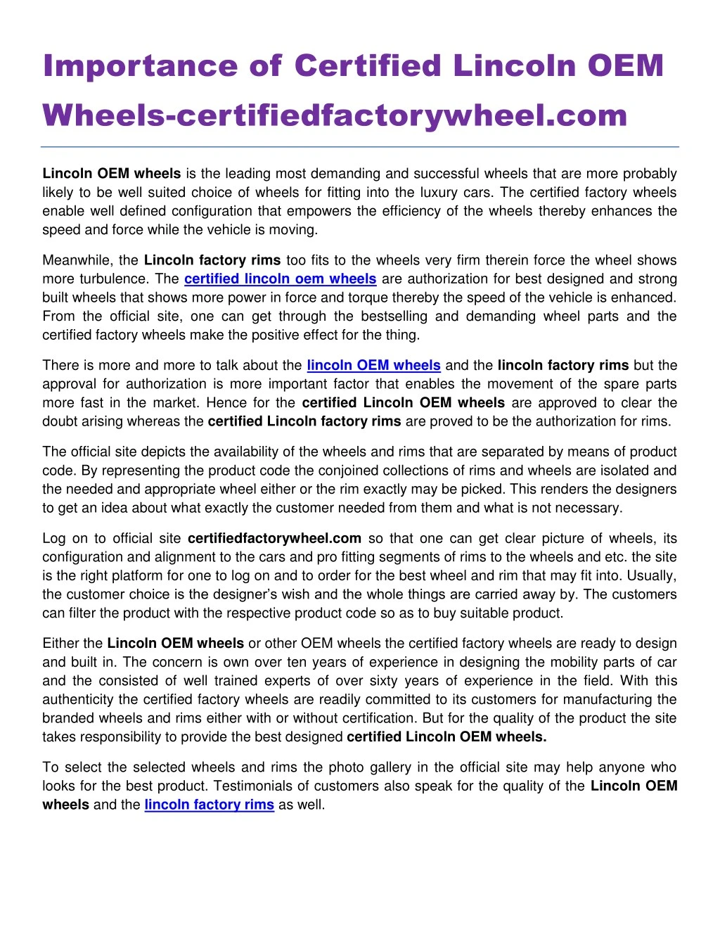 importance of certified lincoln oem wheels