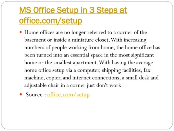 MS Office Setup in 3 Steps at office.com/setup