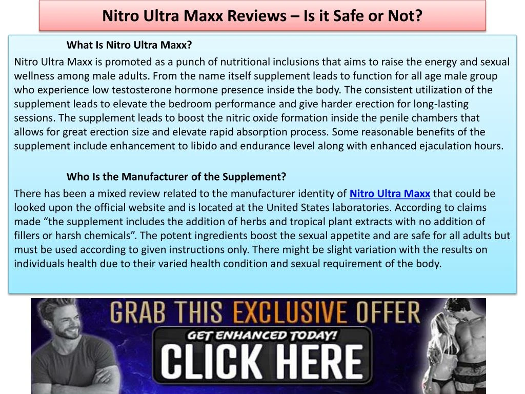 nitro ultra maxx reviews is it safe or not