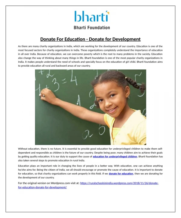 Donate For Education - Donate for Development