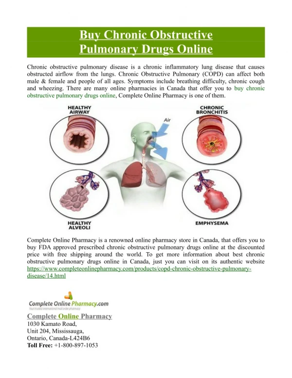 Buy Chronic Obstructive Pulmonary Drugs Online