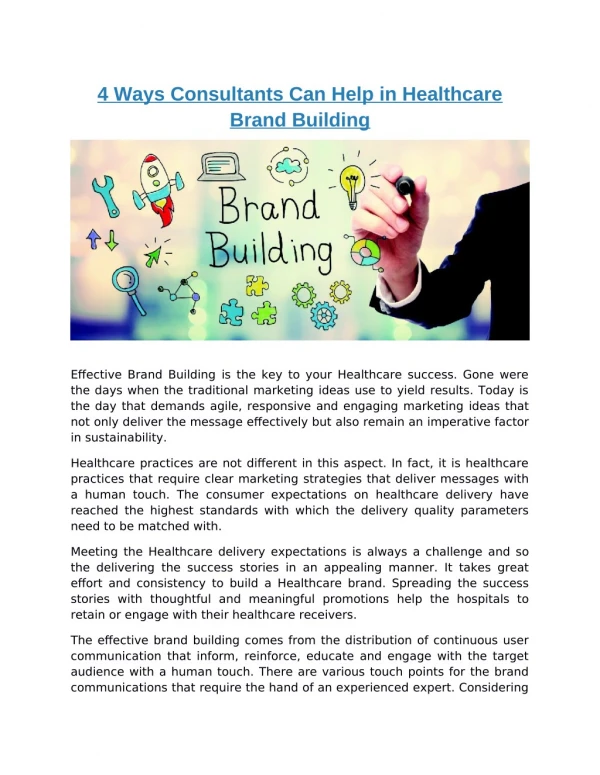 4 Ways Consultants Can Help in Healthcare Brand Building