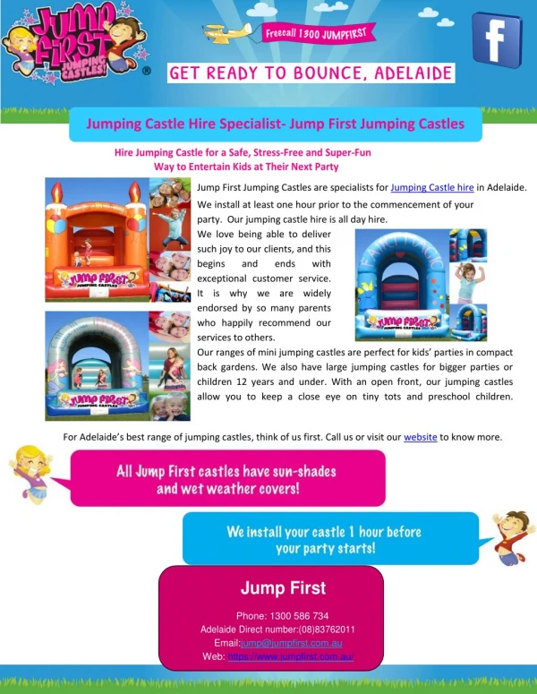 Jumping Castle Hire Specialist- Jump First Jumping Castles