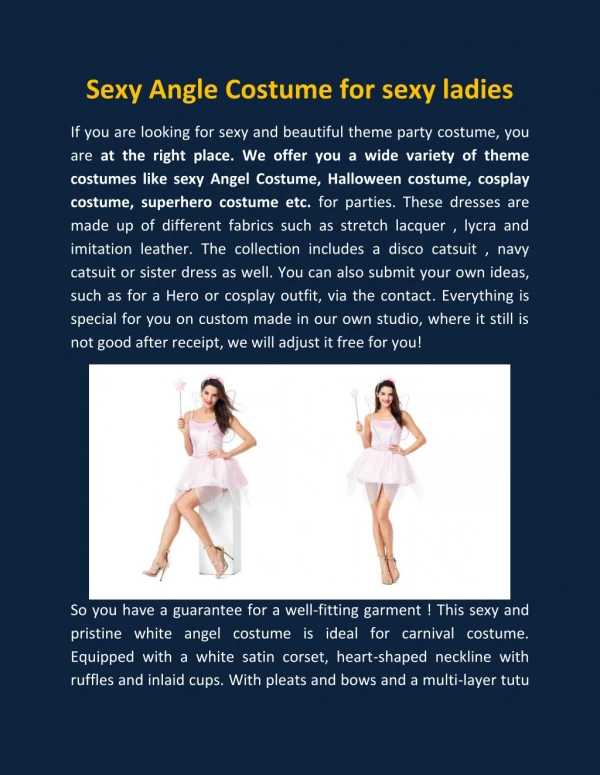 Sexy Angle Costume for sexy ladies