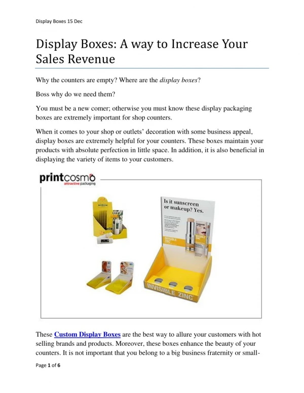 Display Boxes: A way to Increase Your Sales Revenue