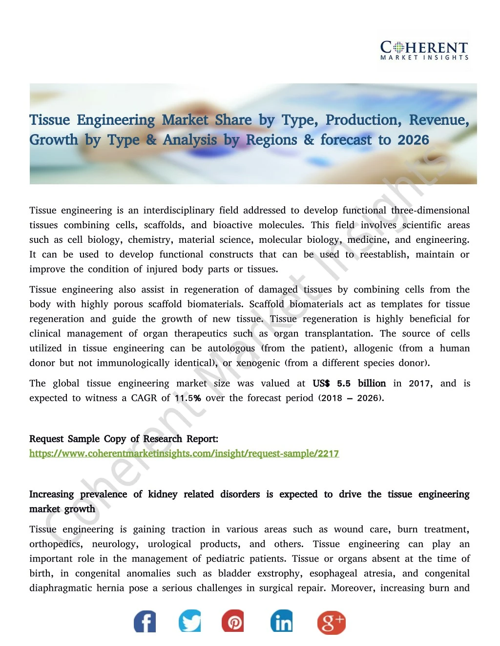 tissue engineering market share by type