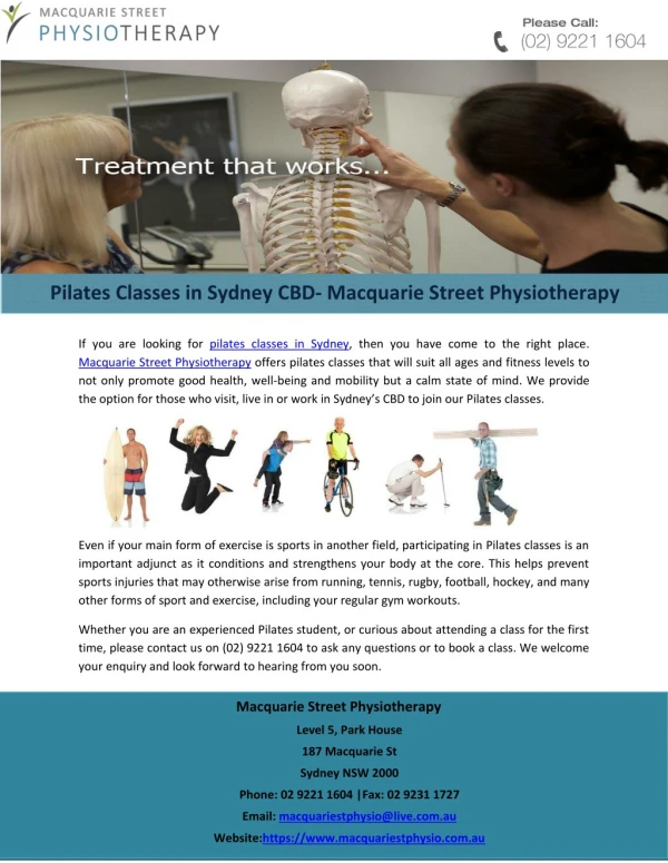 Pilates Classes in Sydney CBD- Macquarie Street Physiotherapy