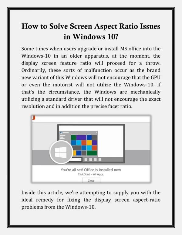 How to Solve Screen Aspect Ratio Issues in Windows 10?