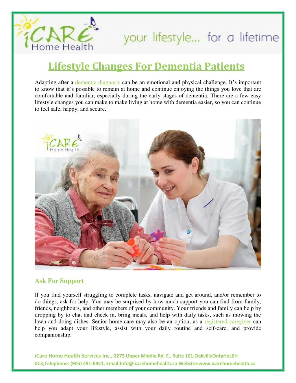 lifestyle changes for dementia patients