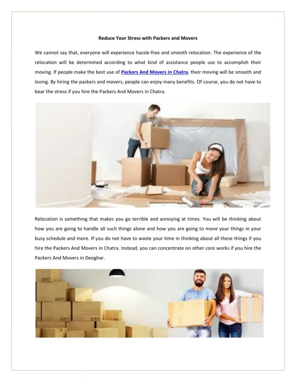 Reduce Your Stress with Packers and Movers