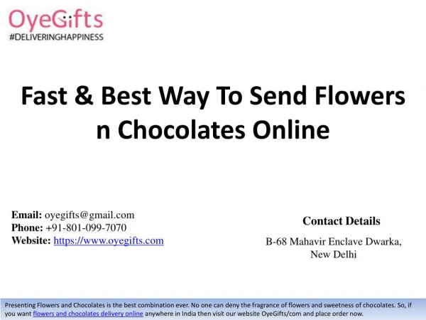 Fast & Best Way To Send Flowers n Chocolates Online
