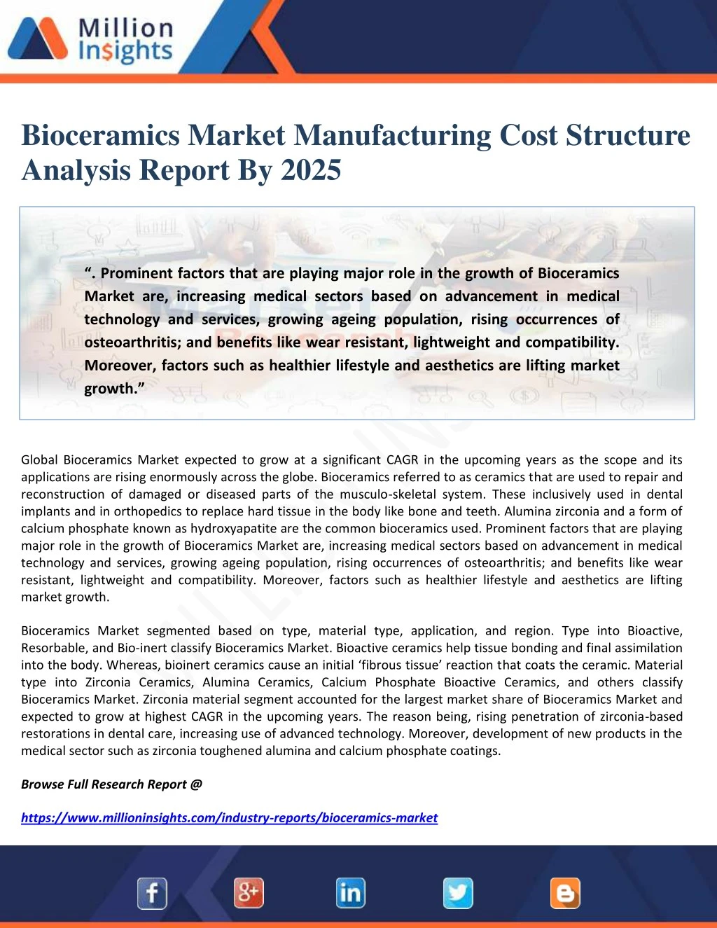 bioceramics market manufacturing cost structure
