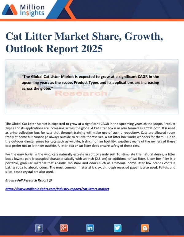 Cat Litter Market Share, Growth, Outlook Report 2025