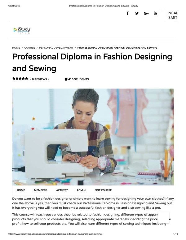 Professional Diploma in Fashion Designing and Sewing - istudy