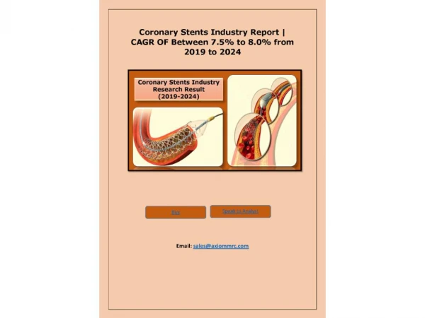 Coronary Stents Market Current Tendency & Future Demand up to 2024