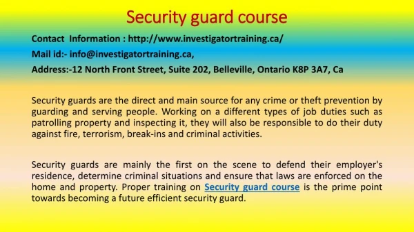 Know the Security Guard Responsibilities by Doing the Course