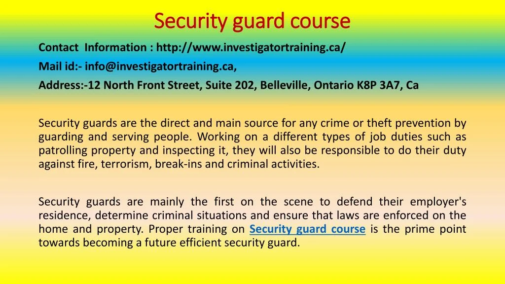 security guard course