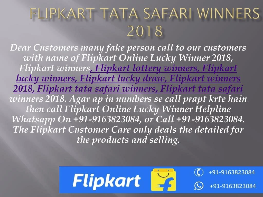 flipkart tata safari winners 2018