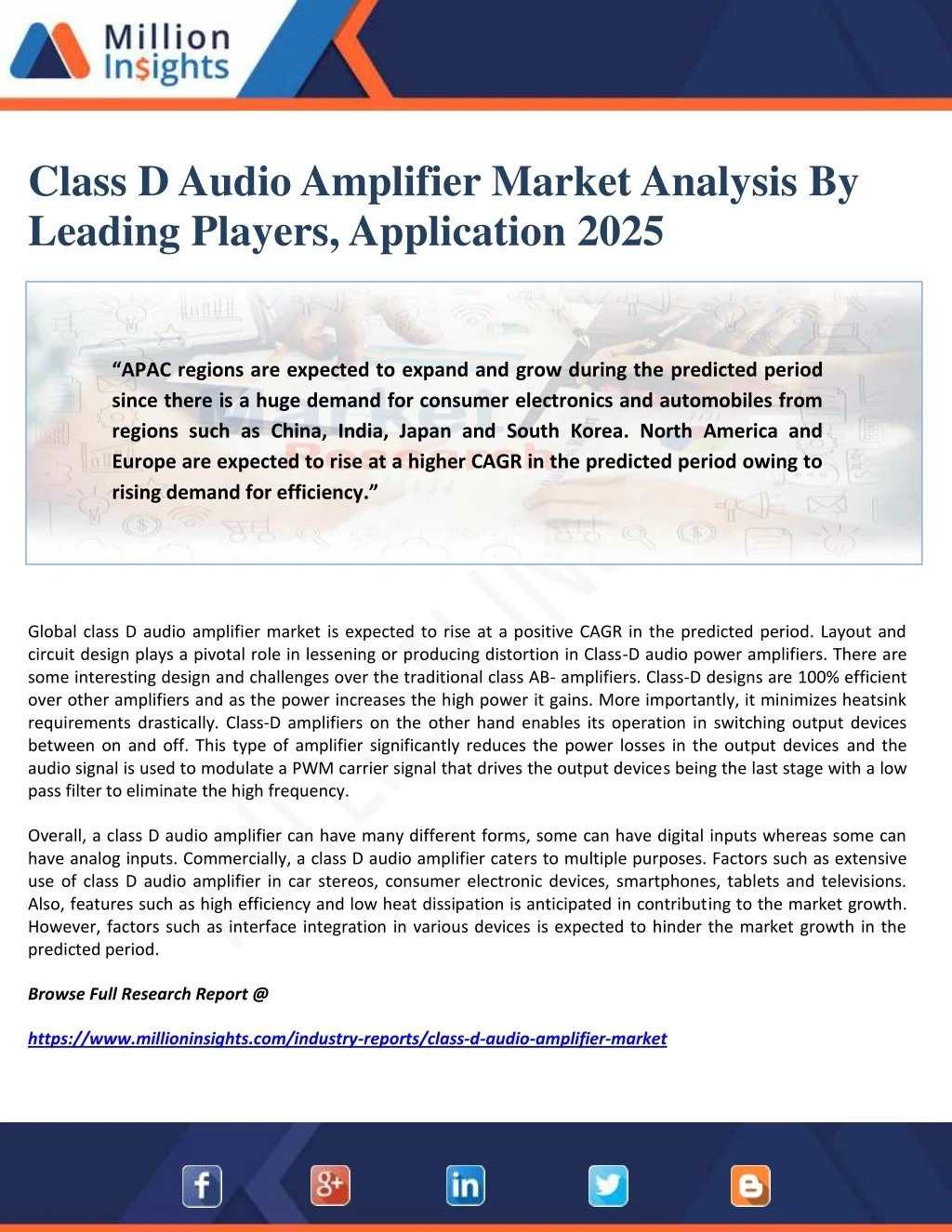 class d audio amplifier market analysis