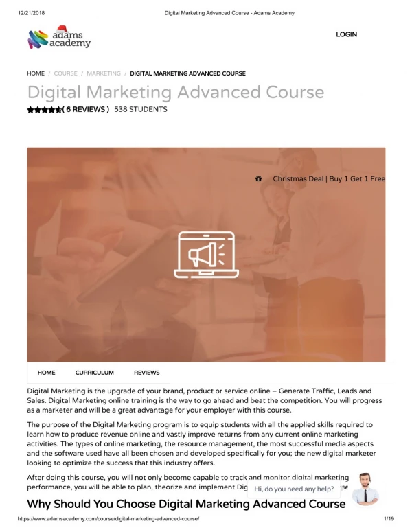Digital Marketing Advanced Course - Adamsacademy