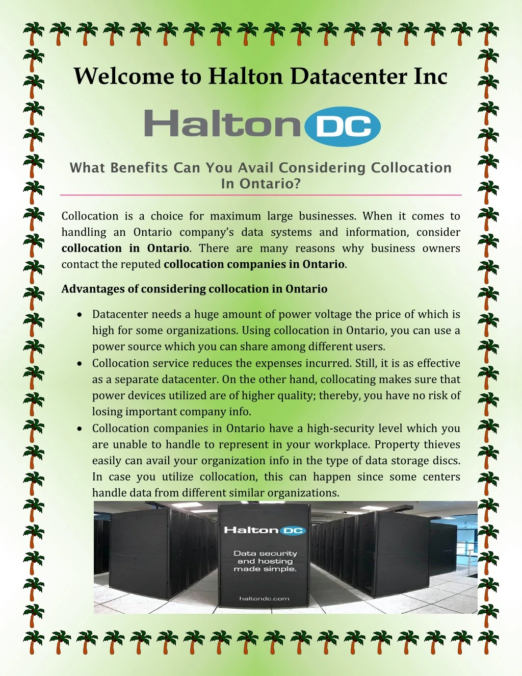 welcome to halton datacenter inc