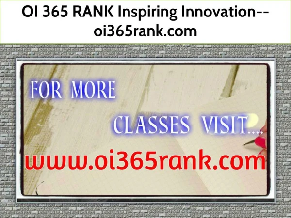 OI 365 RANK Inspiring Innovation--oi365rank.com