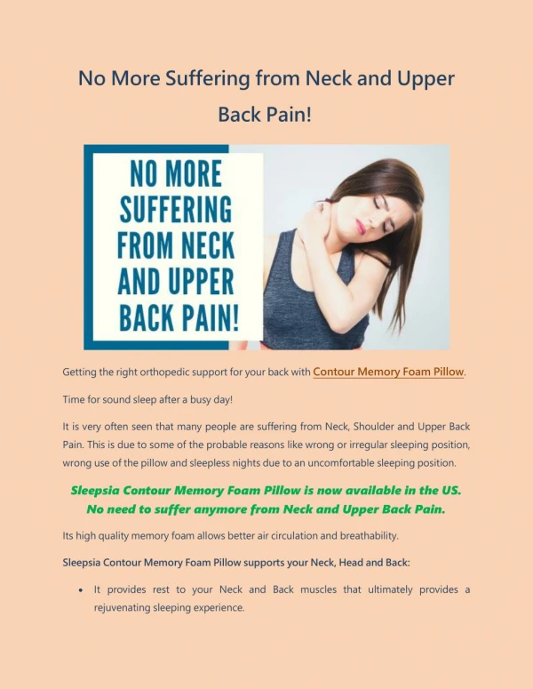 No More Suffering from Neck and Upper Back Pain!