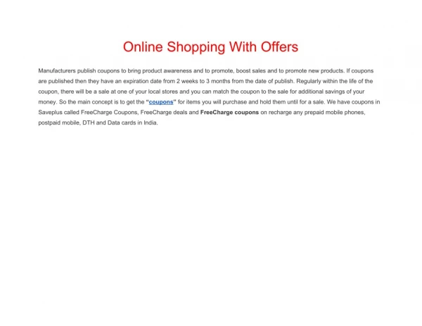 Online Shopping With Offers