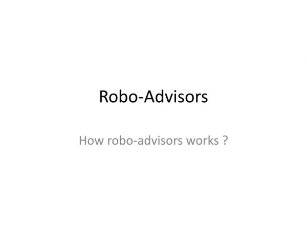 Robo Advisor And Online Investing