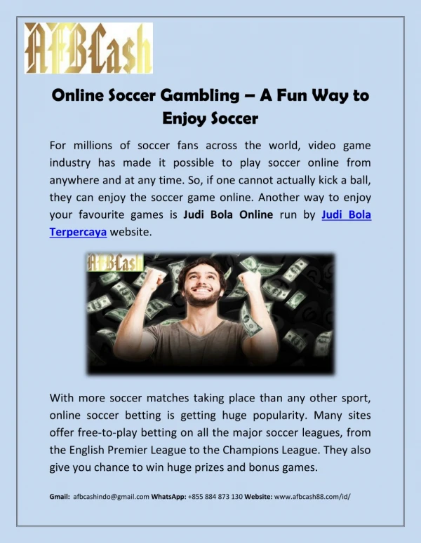Online Soccer Gambling – A Fun Way to Enjoy Soccer