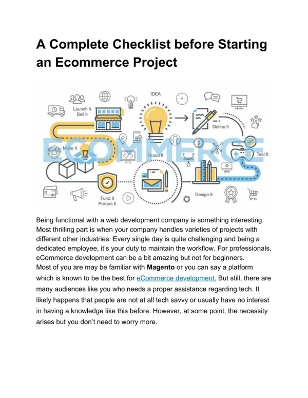 A Complete Checklist before Starting an Ecommerce Project