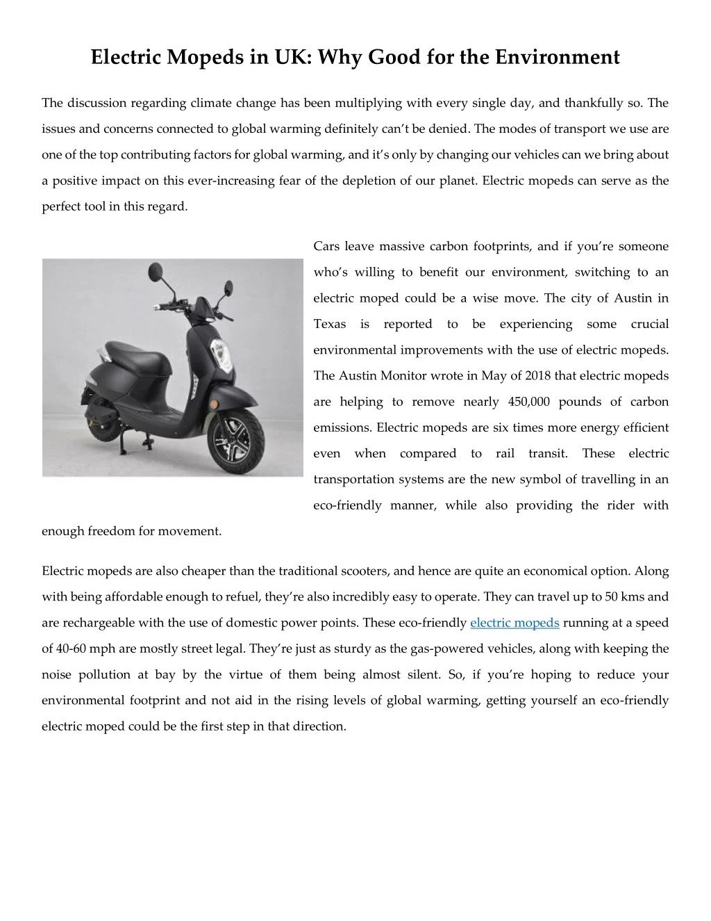 electric mopeds in uk why good for the environment