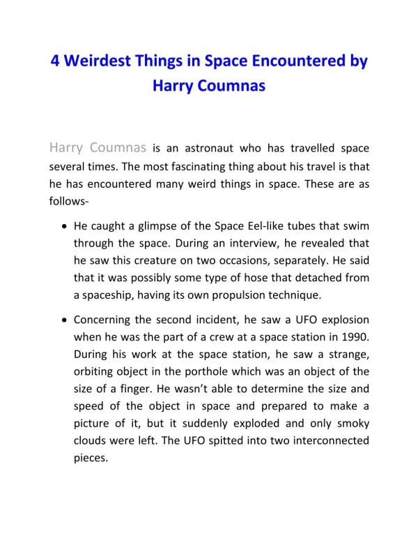 4 Weirdest Things in Space Encountered by Harry Coumnas