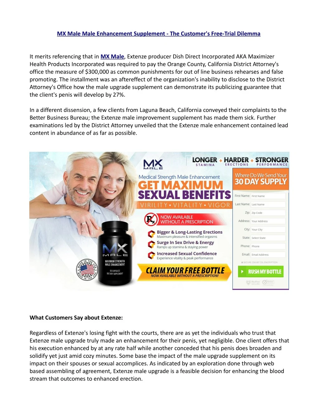 mx male male enhancement supplement the customer