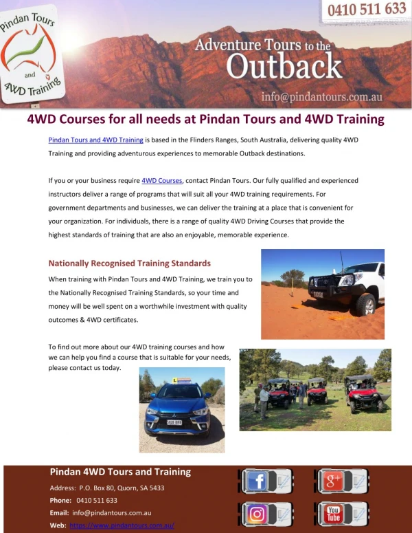 4WD Courses for all needs at Pindan Tours and 4WD Training