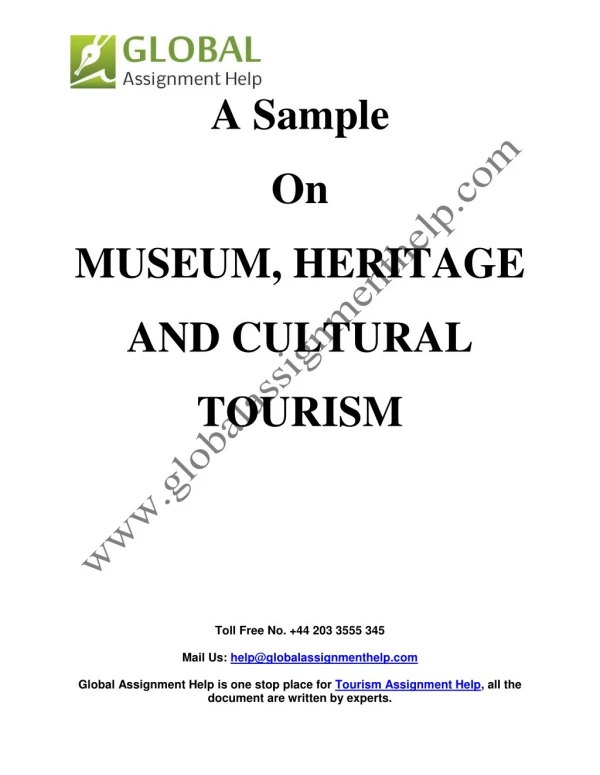 Sample Report on Importance of Museum, Heritage and Cultural Tourism