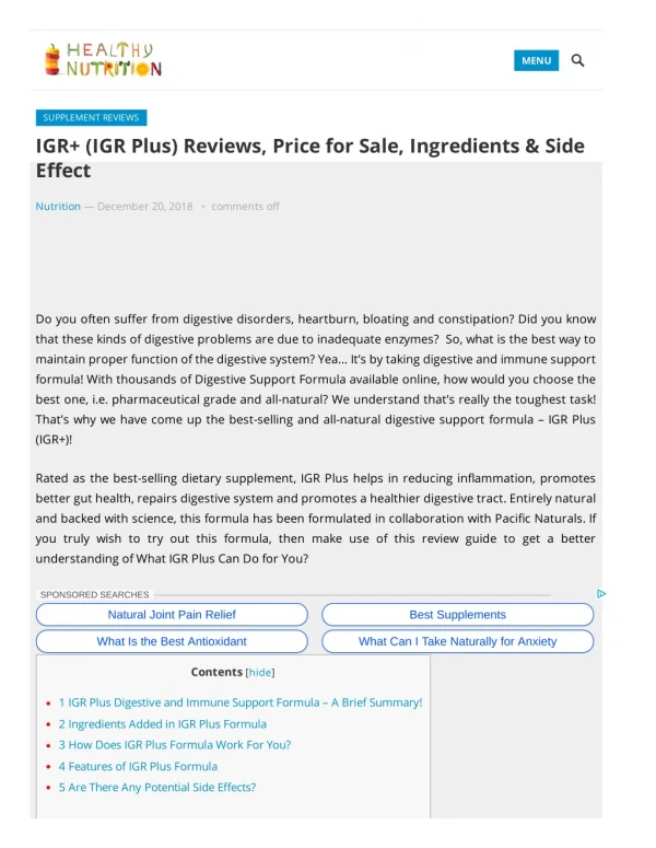 All About IGR Plus Digestive Supplement: