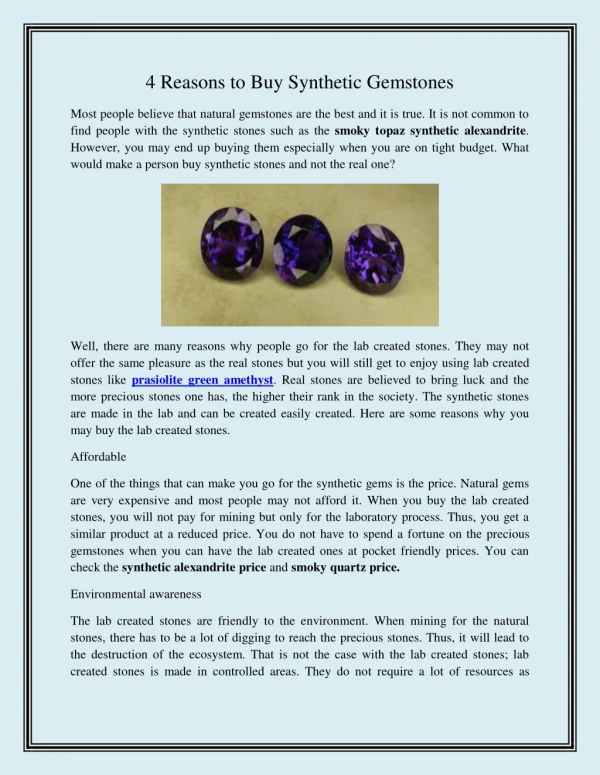 4 Reasons to Buy Synthetic Gemstones