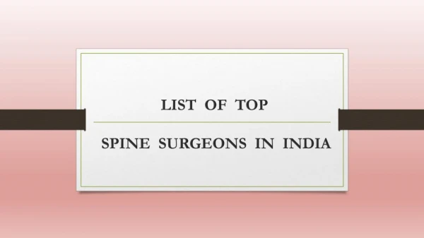 Top Spine Surgeons in India