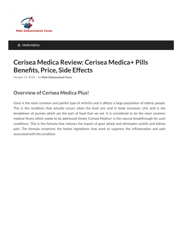 Advantages Of Cerisea Medica Health Supplement