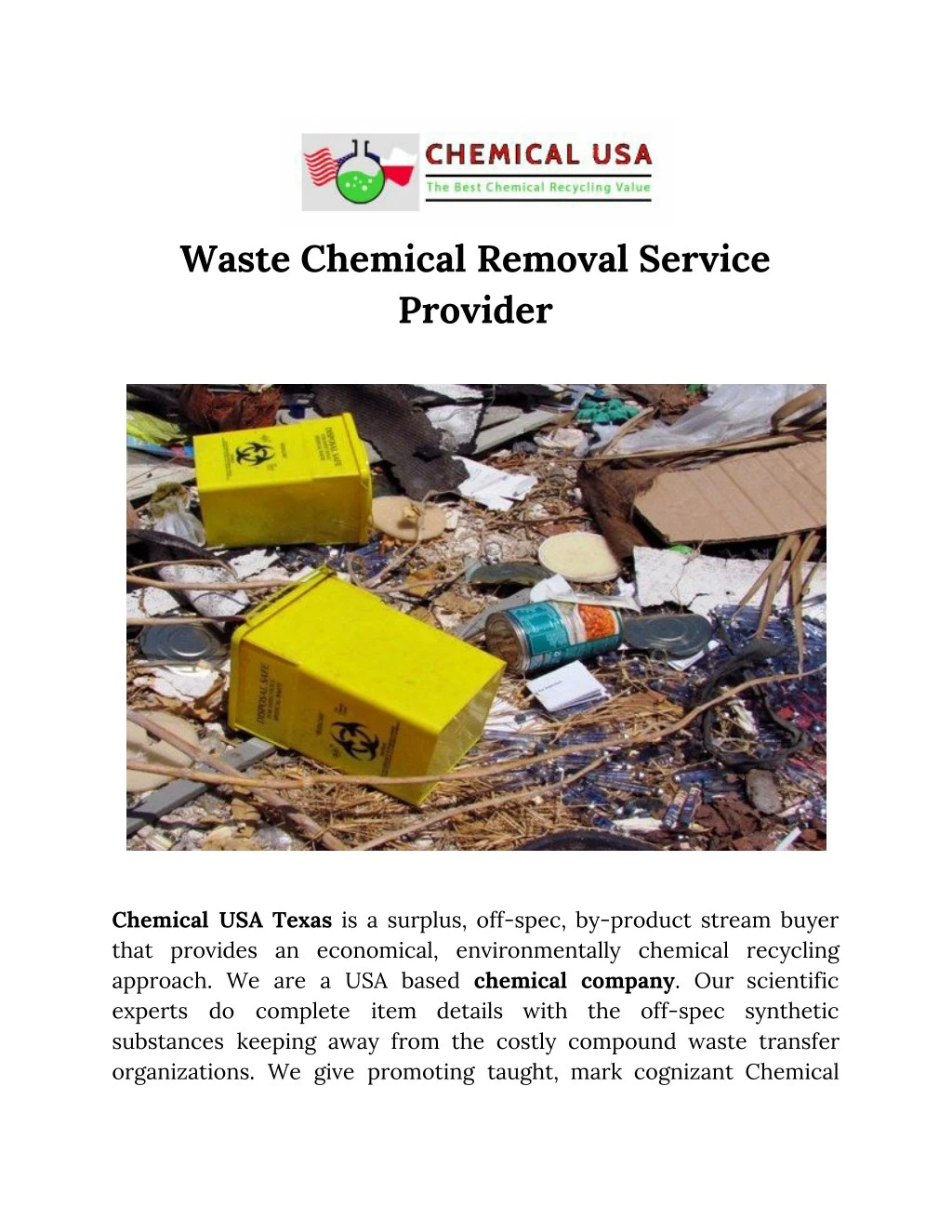 waste chemical removal service provider