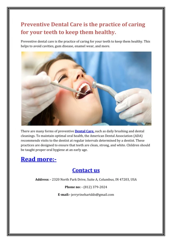 Dentists Columbus Indiana by Jerry Rinehart DDS